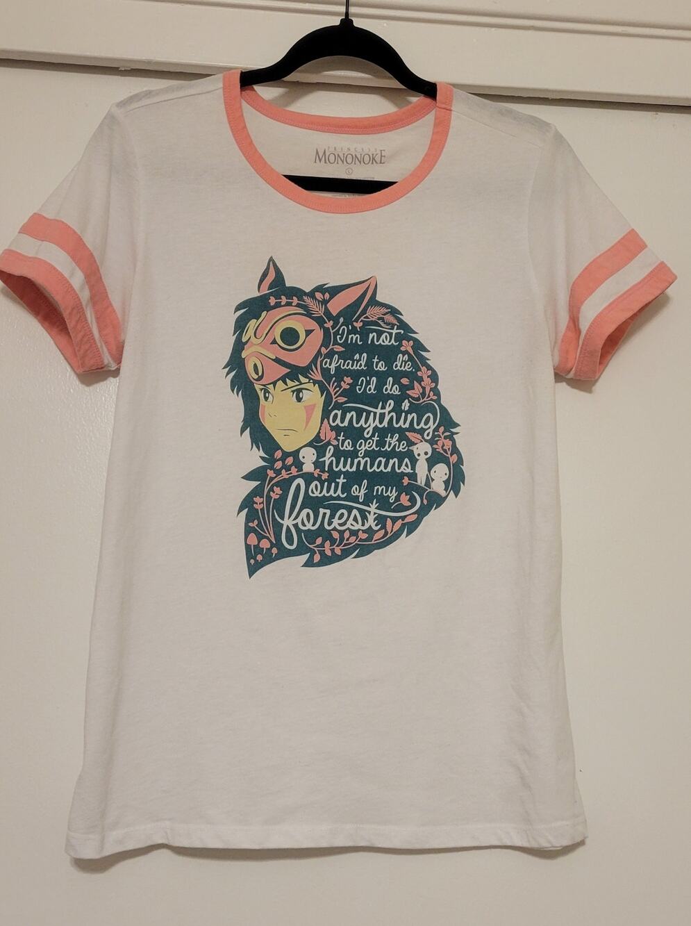 Princess Mononoke Graphic T Shirt Studio Ghibli Anime Ringer Tee Women's Medium